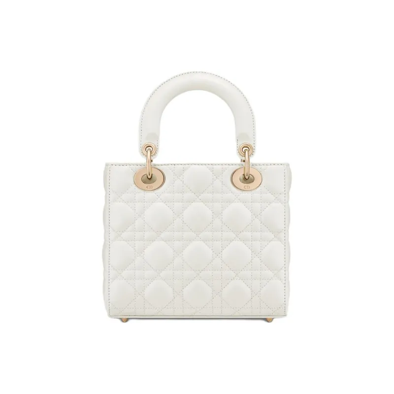 DIOR Lady Dior Wicker Pattern Sheepskin Shoulder Bag Crossbody Bag Handbag Small Size Women's Milk White-2