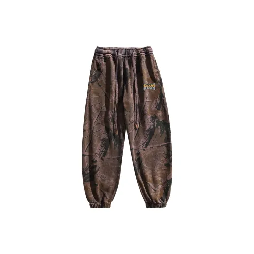 CLOR Casual Pants Unisex Branch Camouflage Purple