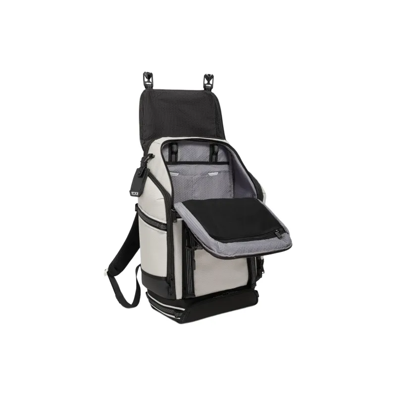 TUMI Fabric Backpack Men's Gray White & Brown-3