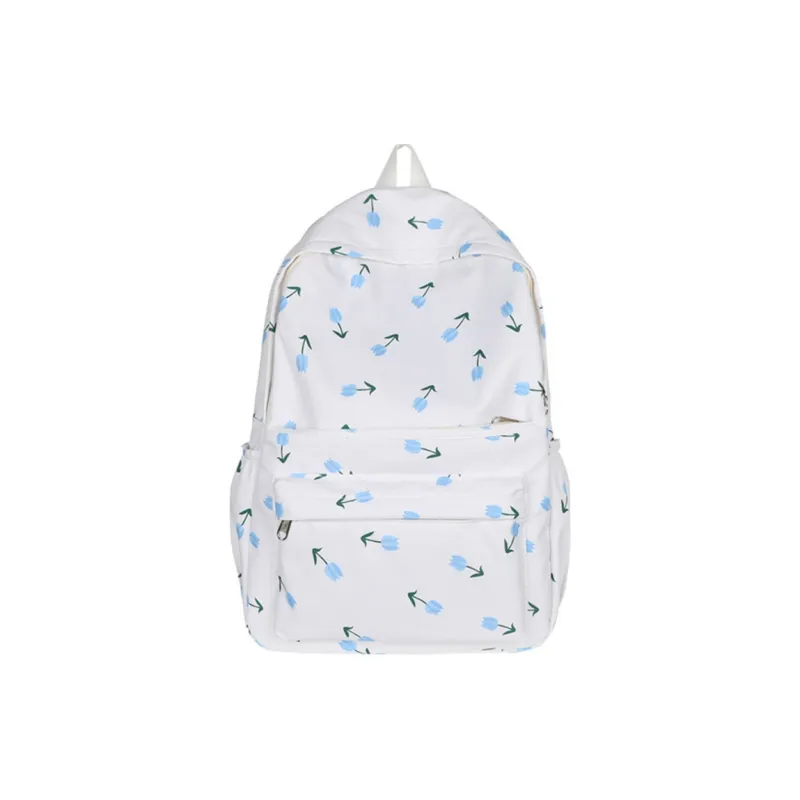 PINK·LAND Twill Canvas Backpack Women's Ivory/Pink/Light Blue-12