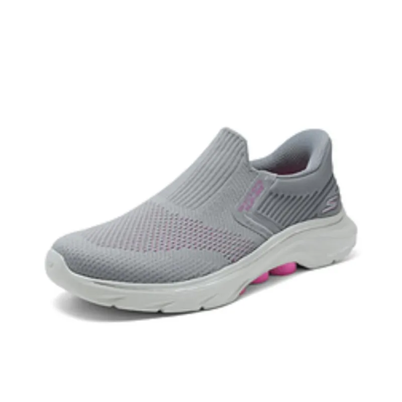 Skechers WOMEN'S GO WALK Anti Slip Wear Resistant Low Top Casual Shoes Women's Gray Pink-2