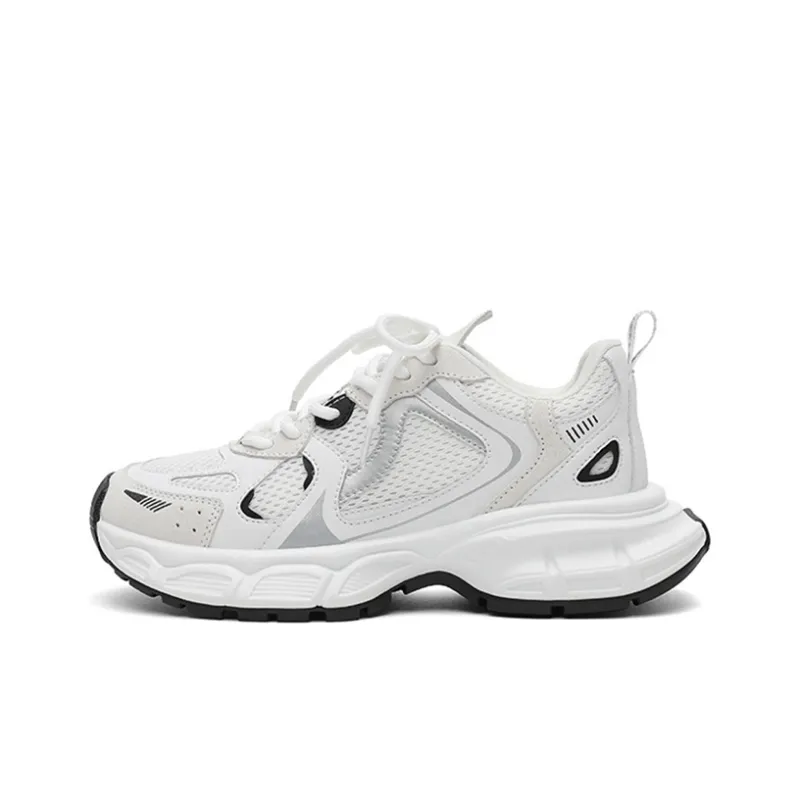 CHERRY&KALIKA Cushioning, Slip Resistant, Abrasion Resistant, Height Increasing Low Top Chunky Sneakers Women's White-0