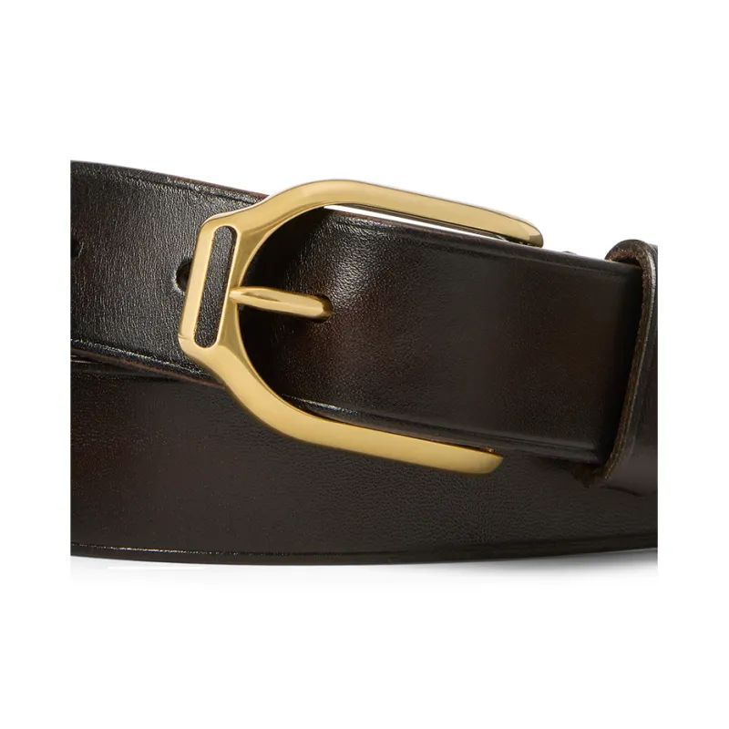 Ralph Lauren Iconic Stirrups Buckle Cow Leather Leather Belts Men's Brown Width: 3.2CM-2