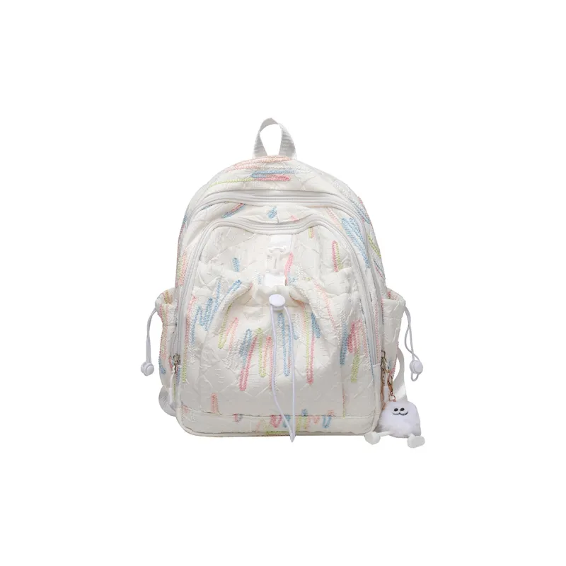 PINK·LAND Nylon Backpack Women's White/Pink/Yellow/Blue/Black-0