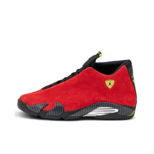 Air Jordan 14 Vintage Basketball Shoes Unisex Mid-Top Red - Black