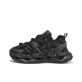 TCELLARS Porous Series Chunky Sneakers Unisex Low Top Jet Black