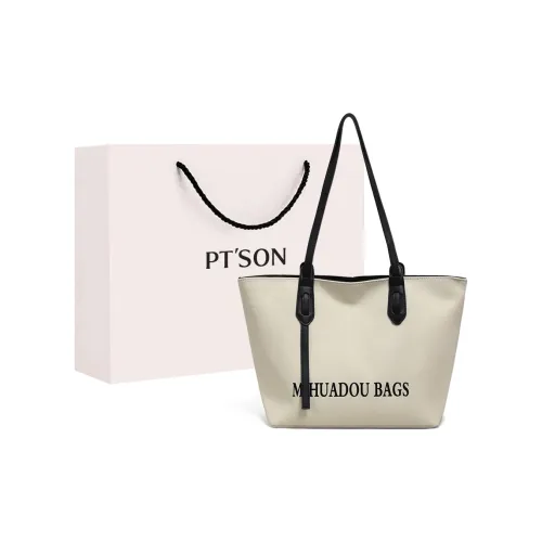 PT'SON Canvas Commute Bag, Tote Bag, Shopping Bag, Portable Underarm Shoulder Bag Moschino Size Women's White & Black