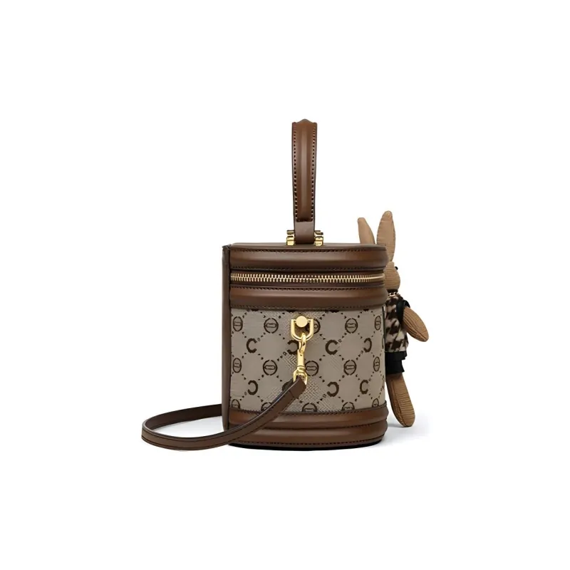 C°BANNER Synthetic Leather, Textile Mosaic Handbag, Shoulder Bag, Crossbody Bag, Bucket Bag Regular Women's Khaki-3