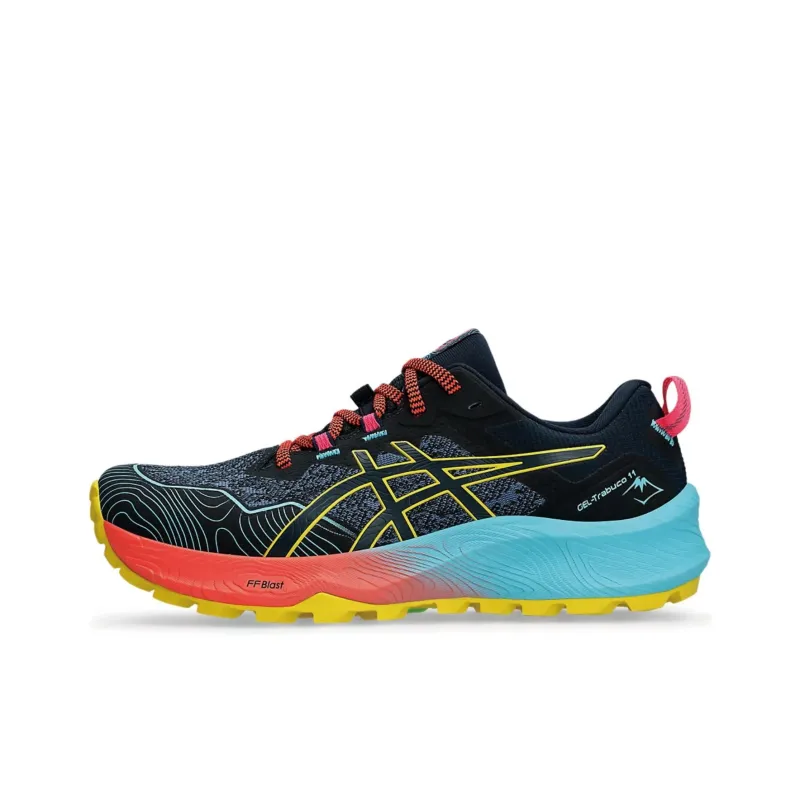 Asics Gel Trabuco 11 Abrasion Resistant Breathable Low Top Trail Running Shoes Women's Black Yellow-0
