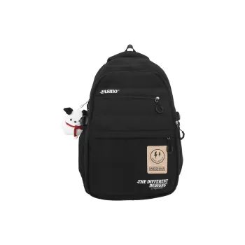 NOMK Nylon Laptop Bag Portable Backpack Large Size Unisex Black