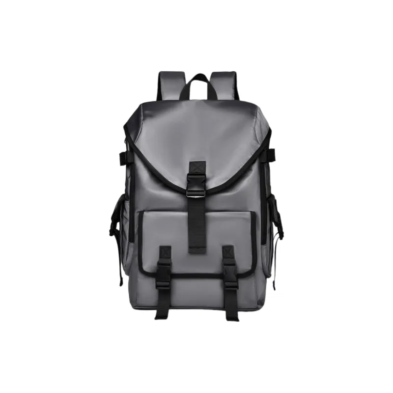 NOMK Nylon Fabric Backpack Large Size Unisex Black-4