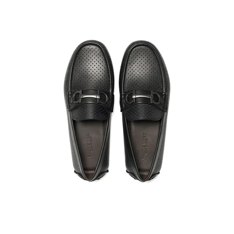 Bonnie Vicky Gommino Loafers Men's Black-3
