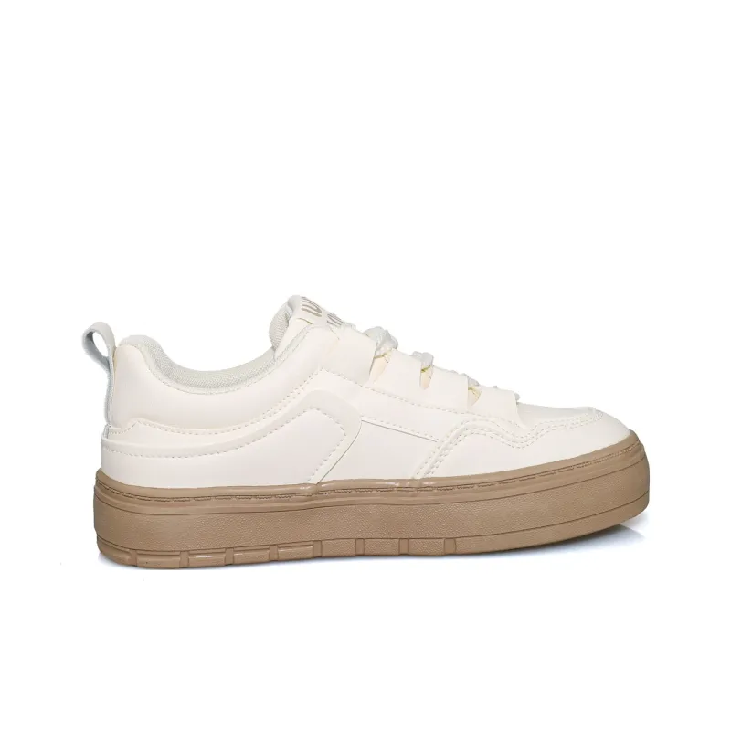B10CROWN Anti Slip Wear Resistant Lightweight Breathable Low Top Skateboard Shoes Women's Beige Khaki-2