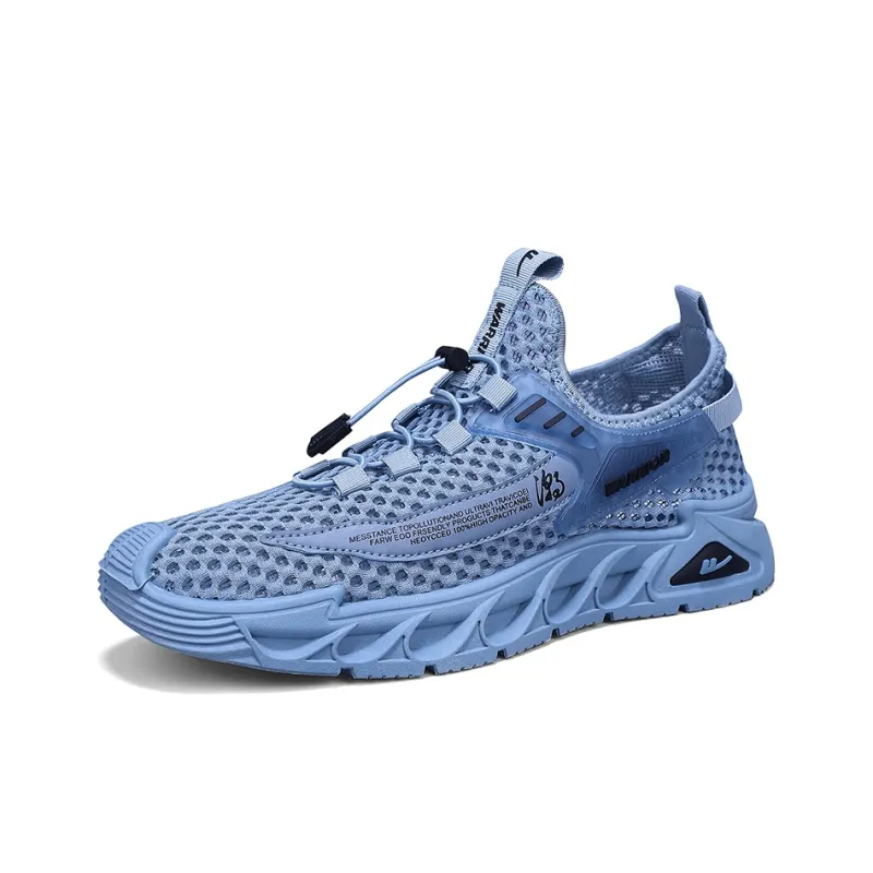 Warrior Lazy Slip on Cushioned Wear Resistant Lightweight Breathable Slip Resistant Low Top Casual Shoes Men's Blue-2