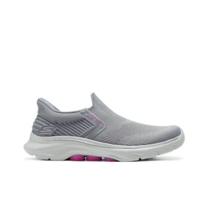 Skechers WOMEN'S GO WALK Anti Slip Wear Resistant Low Top Casual Shoes Women's Gray Pink-1