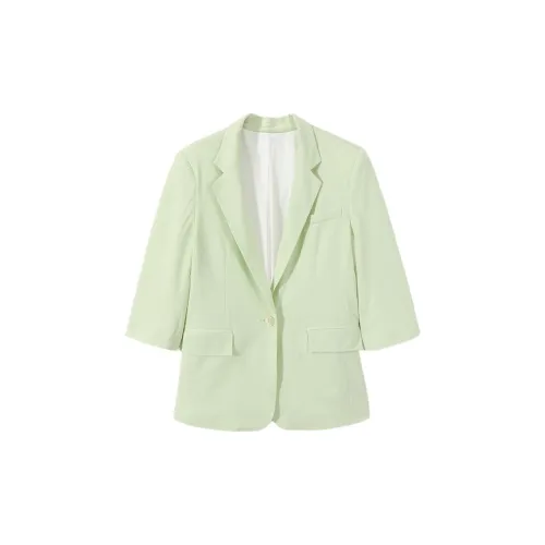 EICHITOO Business Suits Women's Light Green Stripes