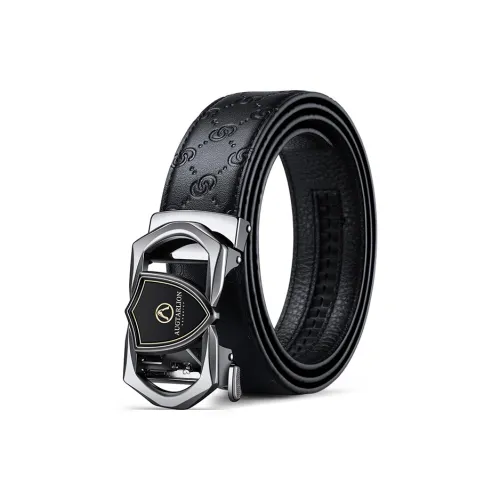 AUGTARLION Automatic Buckle Fashion Luxury Light Top Grain Cow Leather Belt Belt Men's Gunmetal Width  3.5cm