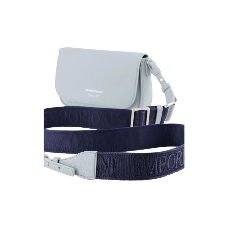 EMPORIO ARMANI Leather Shoulder Bag, Crossbody Bag Mini Women's Light Blue-3