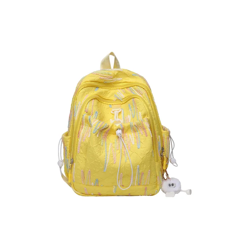 PINK·LAND Nylon Backpack Women's White/Pink/Yellow/Blue/Black-12