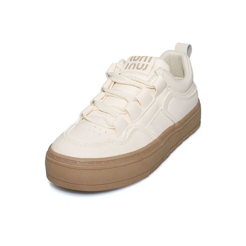 B10CROWN Anti Slip Wear Resistant Lightweight Breathable Low Top Skateboard Shoes Women's Beige Khaki-1