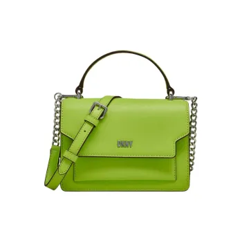 DKNY Leather Handbag Shoulder Bag Crossbody Bag Small Size Women's Green & Brown