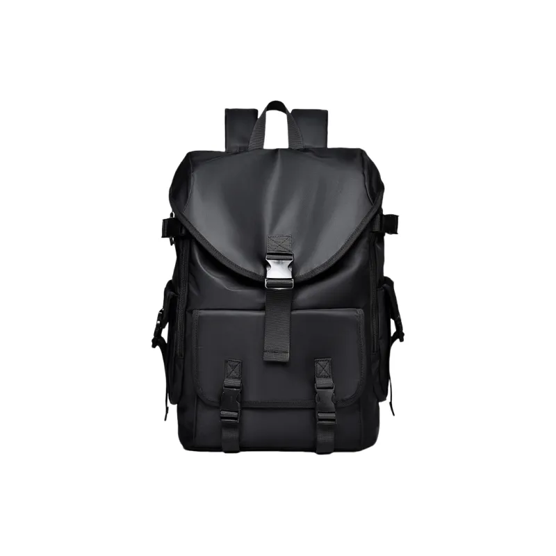 NOMK Nylon Fabric Backpack Large Size Unisex Black-0