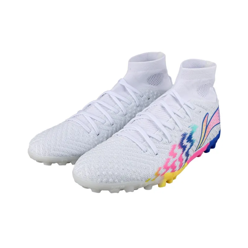 LiNing TF Rubber Broken Studs Cushioning Soccer Shoes Men's Blue White Colorful-2