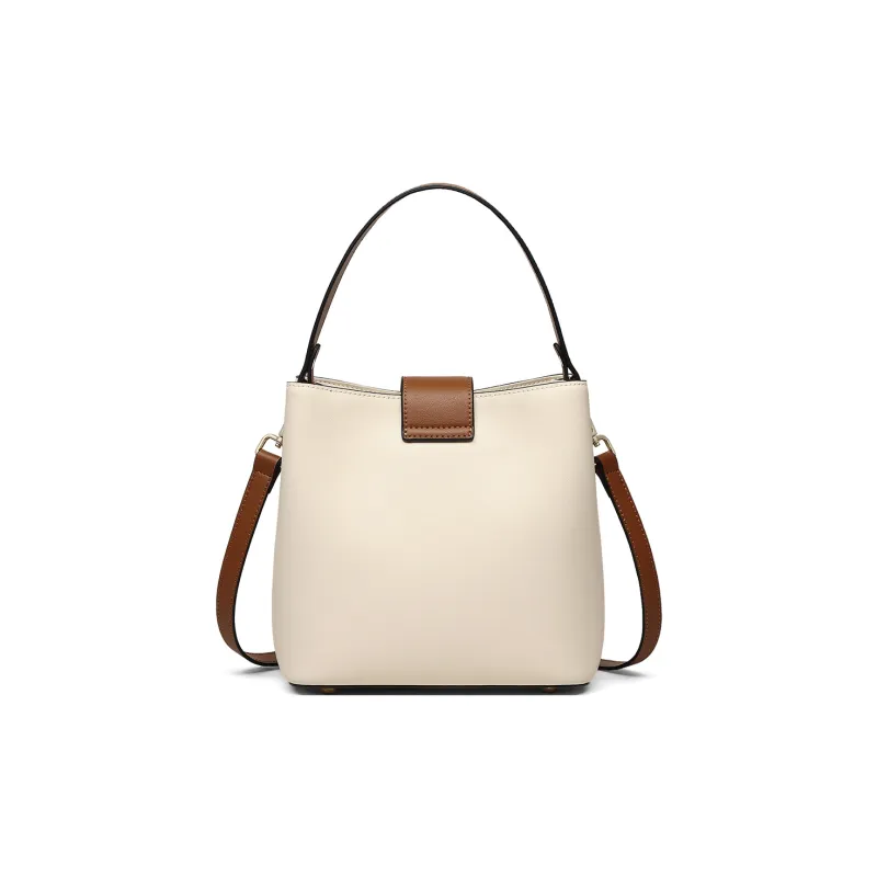 MILLIE'S Cow Leather With Synthetic Leather Handbag, Shoulder Bag, Crossbody Bag Regular Women's Ecru-5