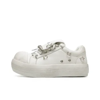 Angelmi Wear-Resistant Low-Top Casual Shoes Unisex White