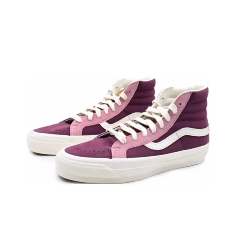 Vans SK8 Anti Slip Wear Resistant High Top Skateboard Shoes Unisex Pink Purple-2