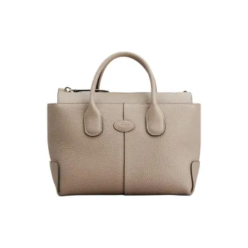 TOD'S Leather Tote Bag, Shopping Bag Small Size Women's Beige Yellow