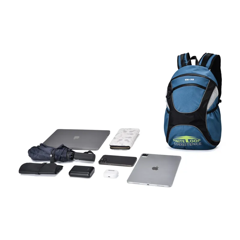 FINITE LOOP Recycled Polyester Backpack Unisex Blue-4