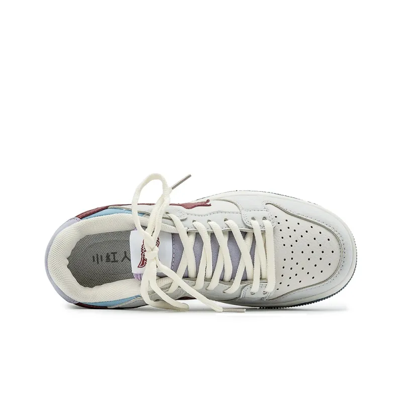 Little Red Man Skateboard Shoes Unisex Light Gray Army Green-11
