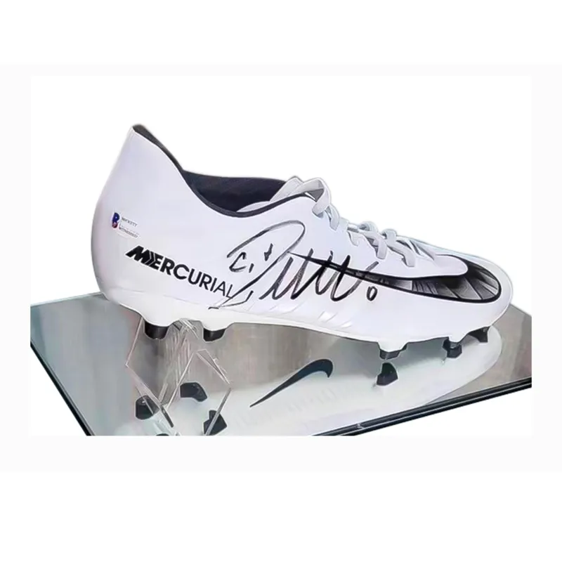 Huayitaojin White Nike Soccer Shoes One Pair Beckett BAS Certificate Acrylic Display Case Rare Classic Unisex-2