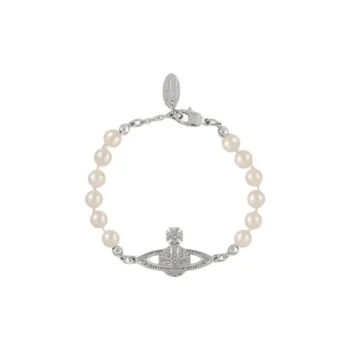 Vivienne Westwood Brass Glass Pearl Bracelets Women's Silver