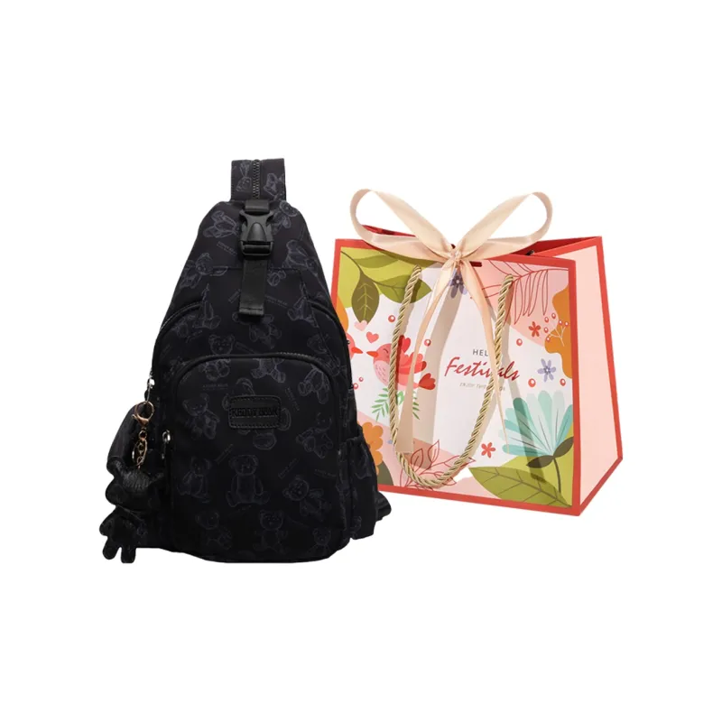 Cwatcun Nylon One Shoulder Double Shoulder Crossbody Bag Women's Pink/Ecru/Black-14