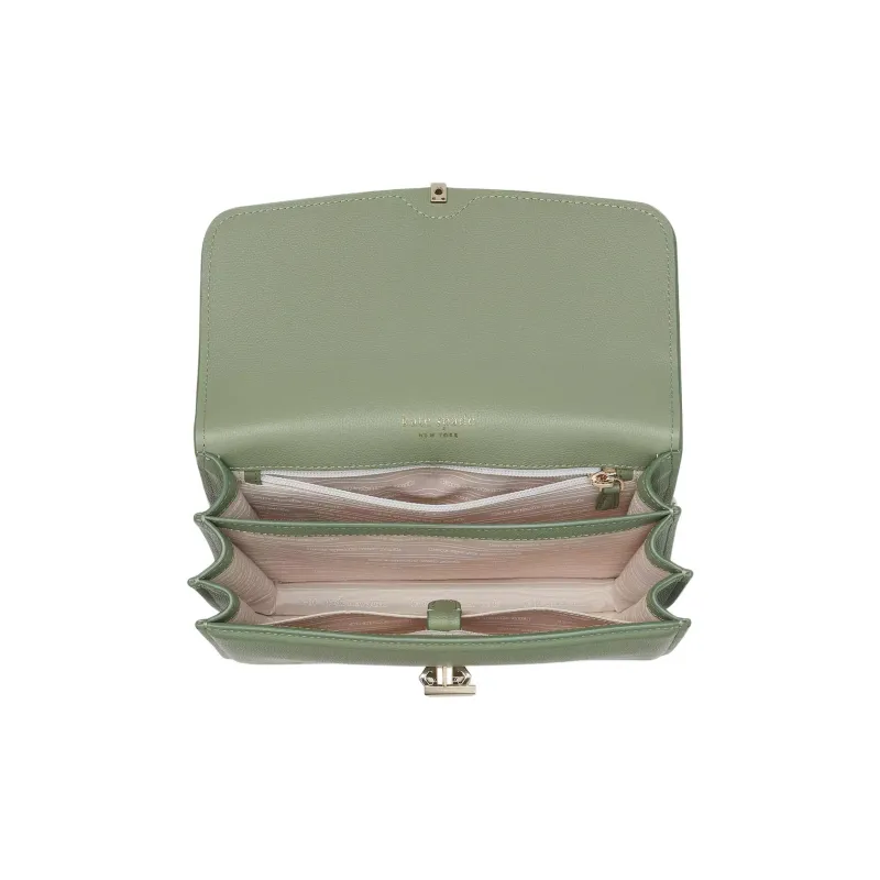 Kate Spade Locket Litchi Grain Leather Portable Crossbody Bag Shoulder Bag Large Size Women's Green-3