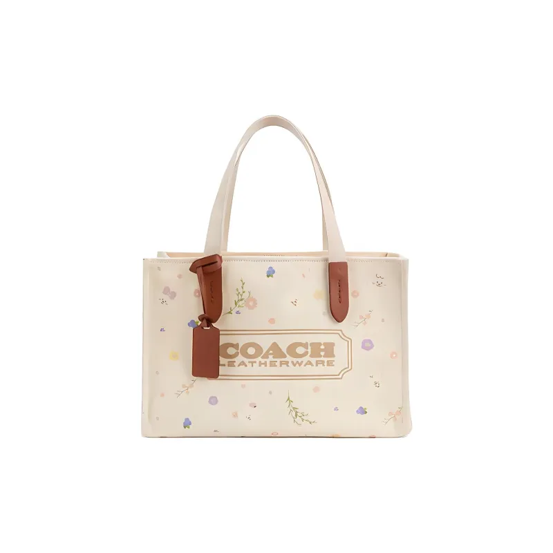 COACH Julia Fabric Tote Canvas Bag, Shopping Bag, Handbag, Shoulder Bag Women's Mixed Natural-0
