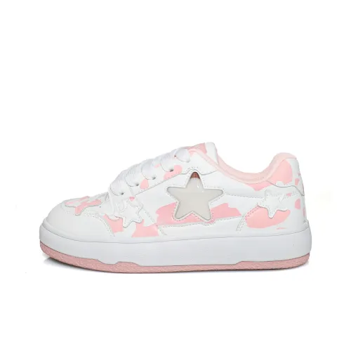 B10CROWN Anti Slip Wear Resistant Lightweight Breathable Low Top Skateboard Shoes Women's Strawberry Pink