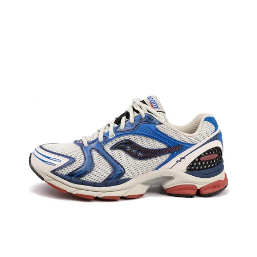 Saucony ProGrid Triumph 4 Cushioned Slip Resistant Abrasion Resistant Low Top Casual Running Shoes Unisex White Blue