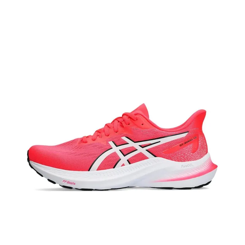 Asics GT 2000 12 Anti Slip Wear Resistant Low Top Training Running Shoes Women's Red White-0