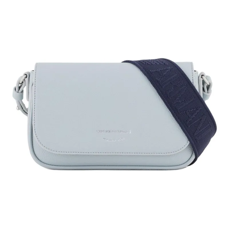 EMPORIO ARMANI Leather Shoulder Bag, Crossbody Bag Mini Women's Light Blue-0