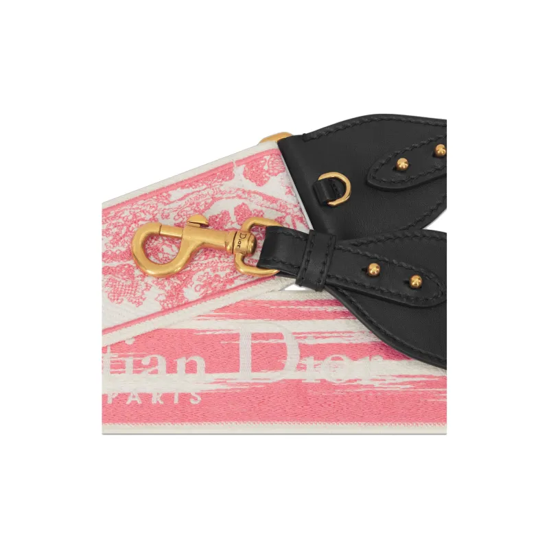 DIOR DIORIVIERA Toile De Jouy Embroidery With Calfskin Bag Straps Women's Pink-2