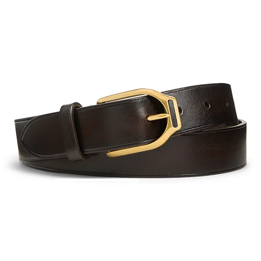 Ralph Lauren Iconic Stirrups Buckle Cow Leather Leather Belts Men's Brown Width: 3.2CM-1