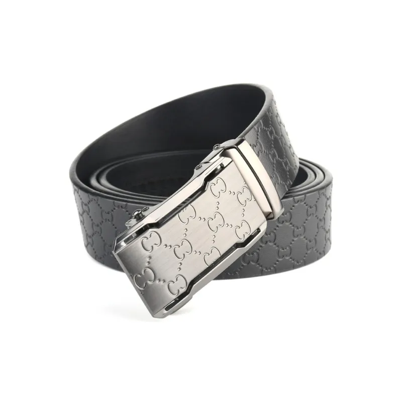 PISHUSHU Trendy Versatile Luxury Advanced Cow Leather Automatic Buckle Belt Men's Width  3.5cm-0