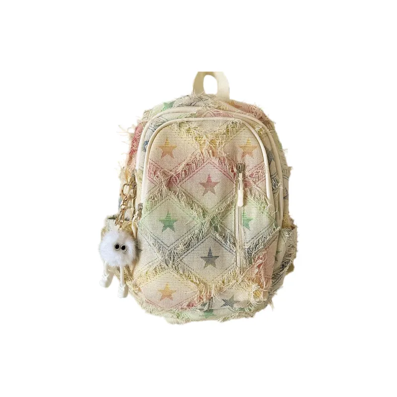 BAODIDAISHU Nylon Fabric Backpack Regular Unisex Large Plaid/Stars/Small Plaid-6