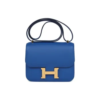 HERMES Constance Mysore Goat Skin Shoulder Bag Crossbody Bag Mini Women's 71 Bleu France French Blue