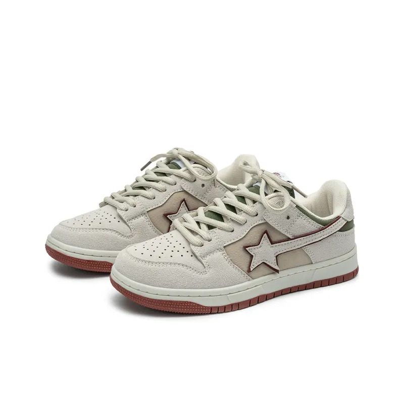 Little Red Man Skateboard Shoes Unisex Light Gray Army Green-7