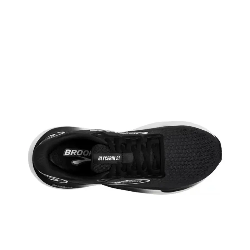 Brooks Glycerin 21 Anti Slip Wear Resistant Low Top Long Distance Running Running Shoes Men's Black White-4