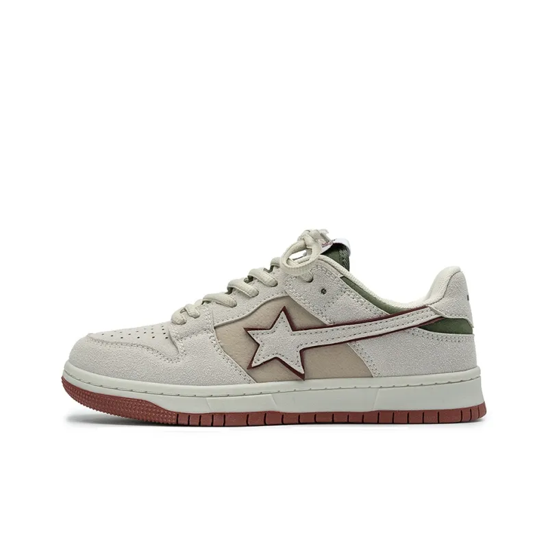 Little Red Man Skateboard Shoes Unisex Light Gray Army Green-5
